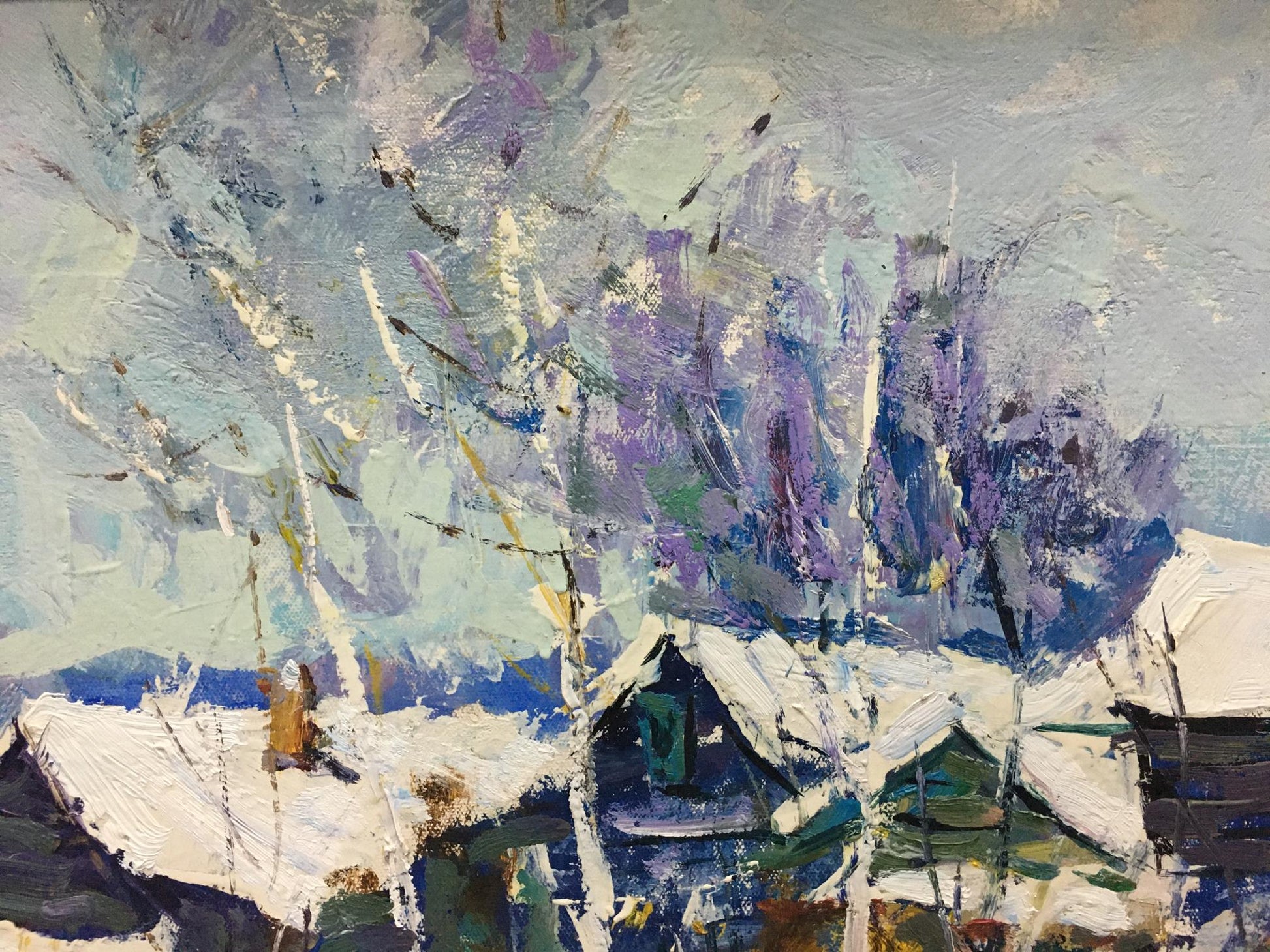 Oil painting Winter landscape by Petrov Ivan Semenovich, snowy trees