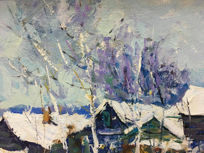 Oil painting Winter landscape by Petrov Ivan Semenovich, snowy trees