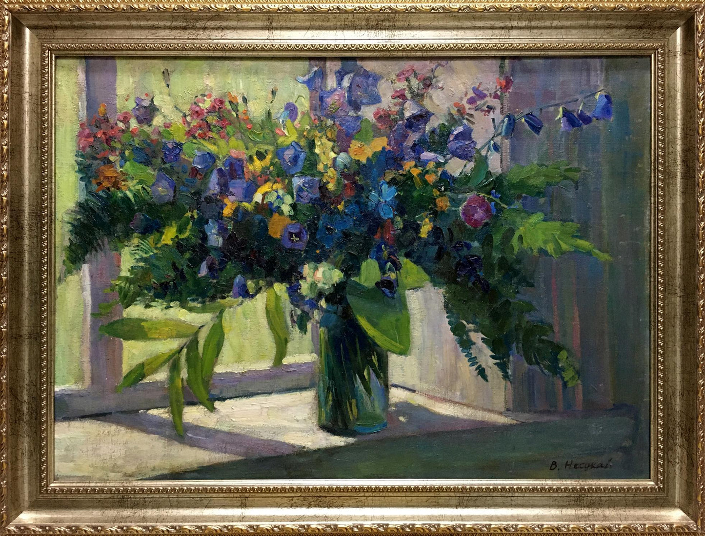 Oil painting Forest flowers by Nesukai Vera Yakovlevna, vibrant bouquet in vase