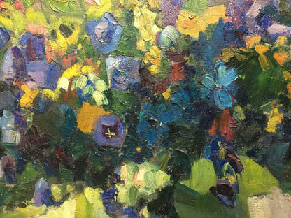 Vibrant impressionist oil painting Forest flowers by Nesukai Vera Yakovlevna