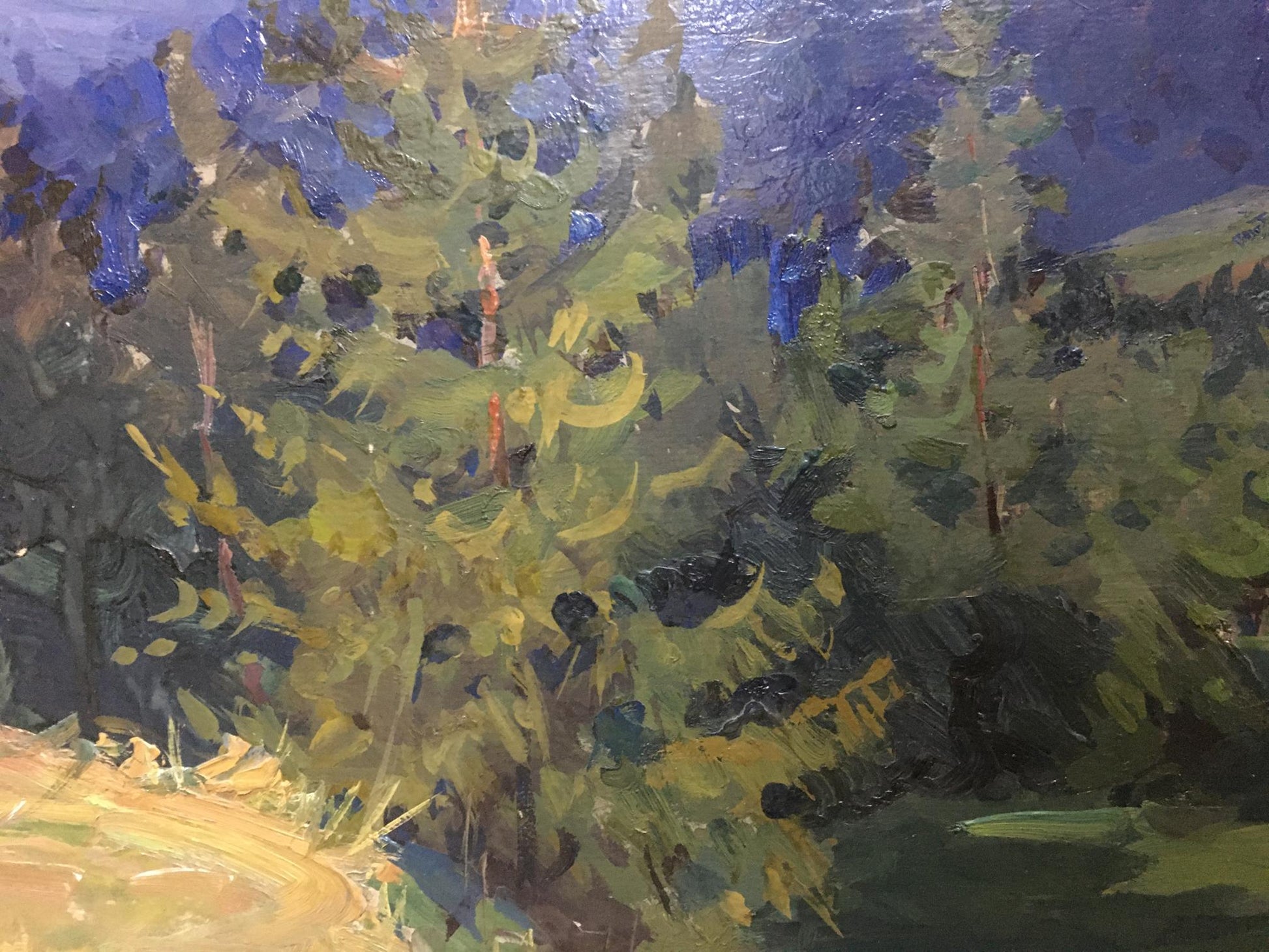 Vibrant impressionist oil painting of forest landscape by Anatoly Fomin