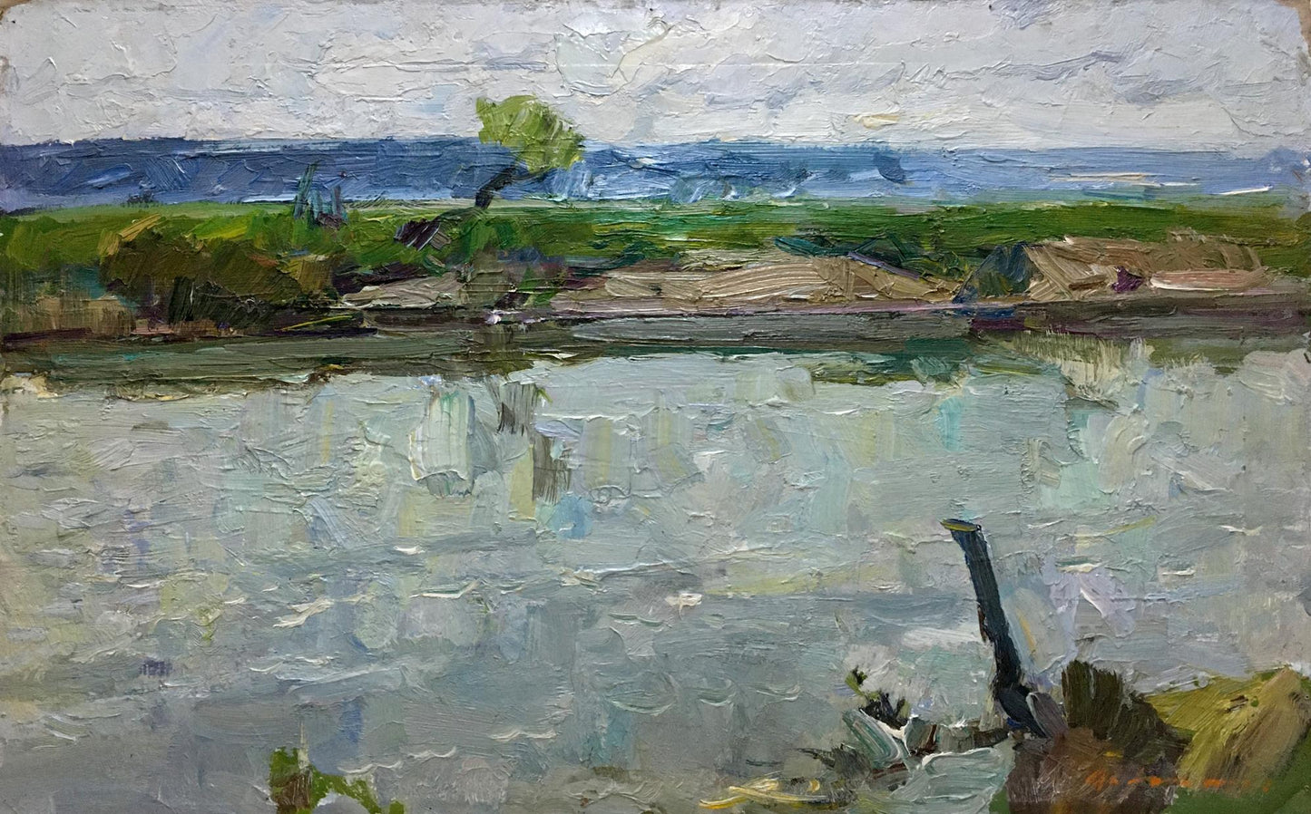 Oil painting of serene river landscape by Zakharov Fedor Zakharovich