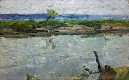Oil painting of serene river landscape by Zakharov Fedor Zakharovich
