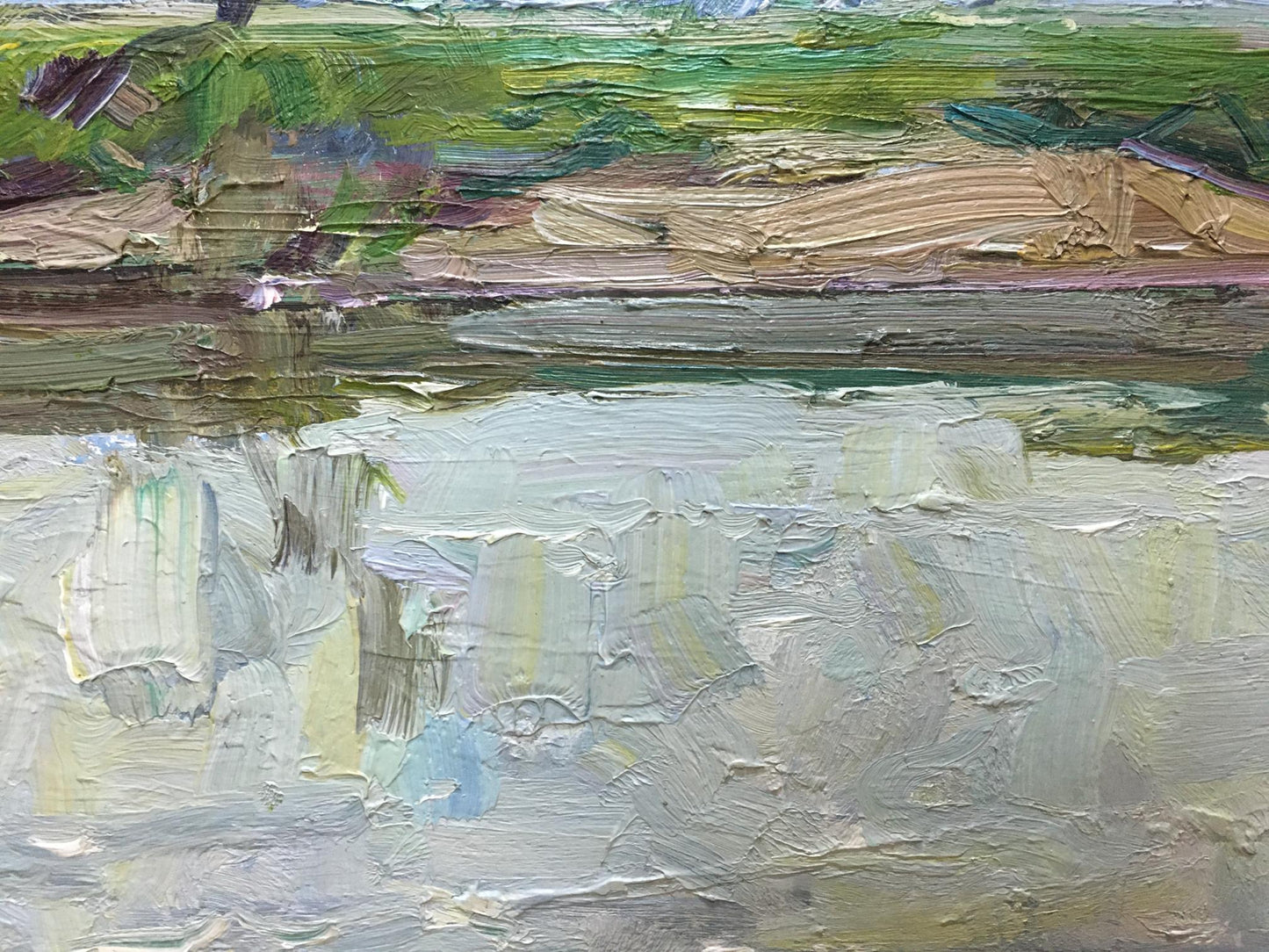 Impasto oil painting of river landscape by Zakharov Fedor Zakharovich