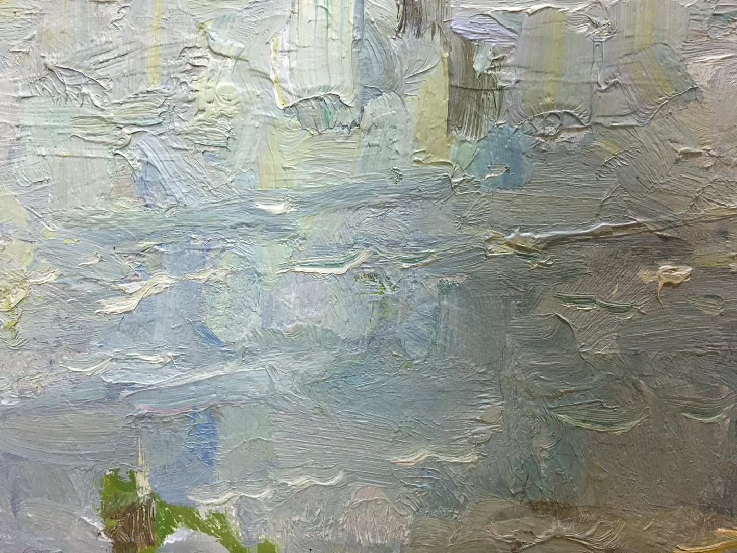 Oil painting of river landscape by Zakharov Fedor Zakharovich, impasto textured canvas