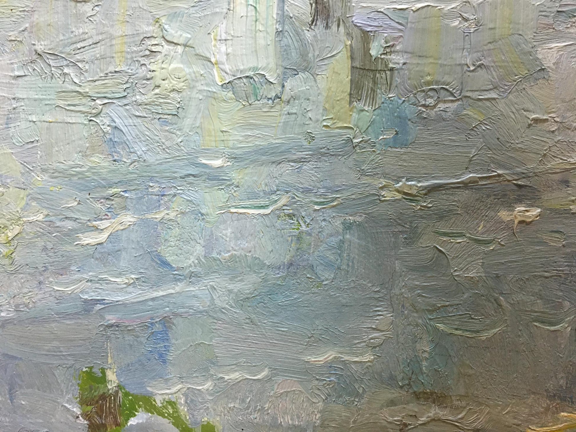 Oil painting of river landscape by Zakharov Fedor Zakharovich, impasto textured canvas