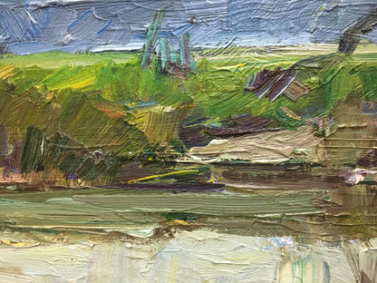 Oil painting of lush river landscape by Zakharov Fedor Zakharovich