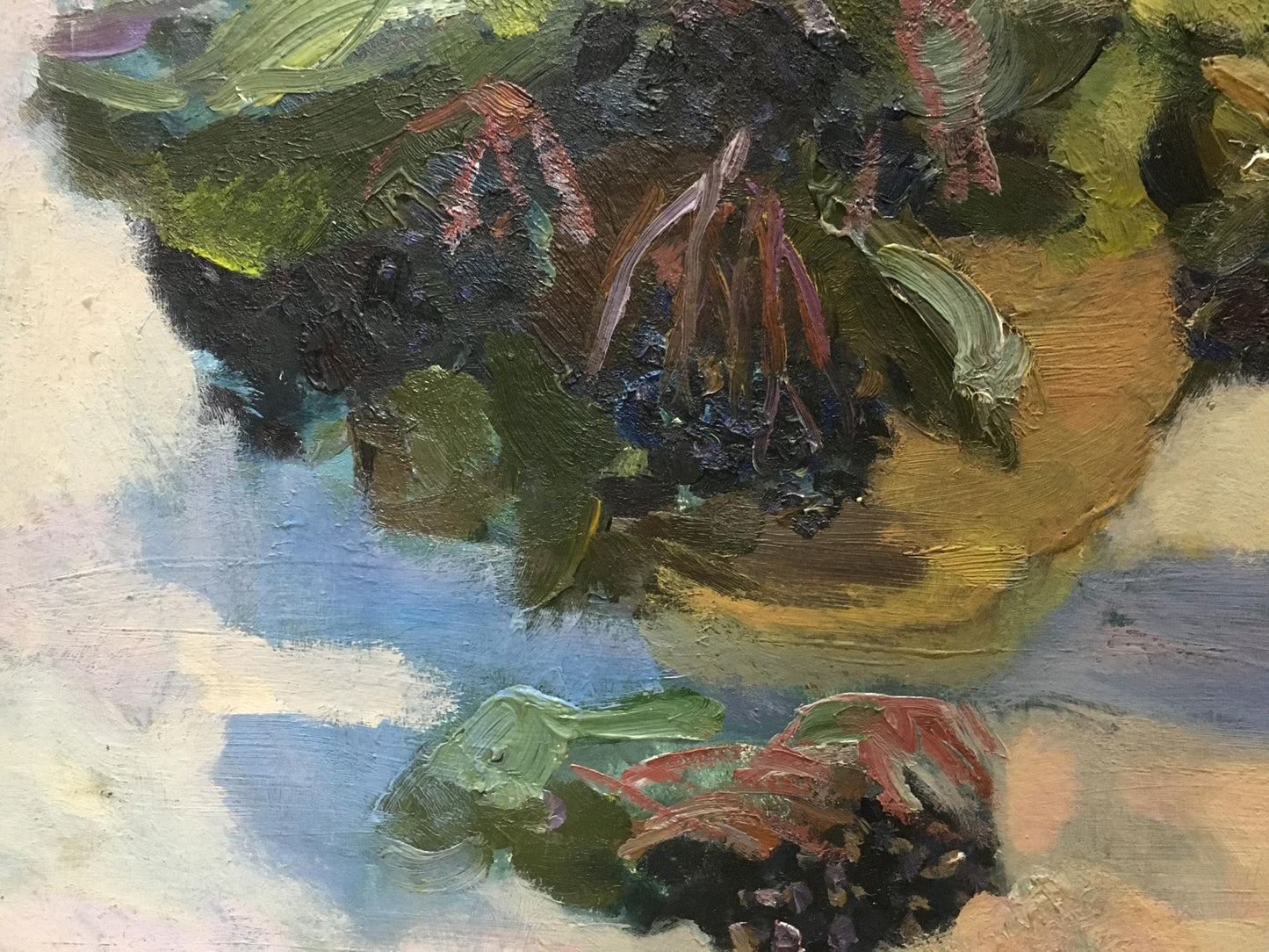Oil painting of dark green black grapes by D. Varikutsa