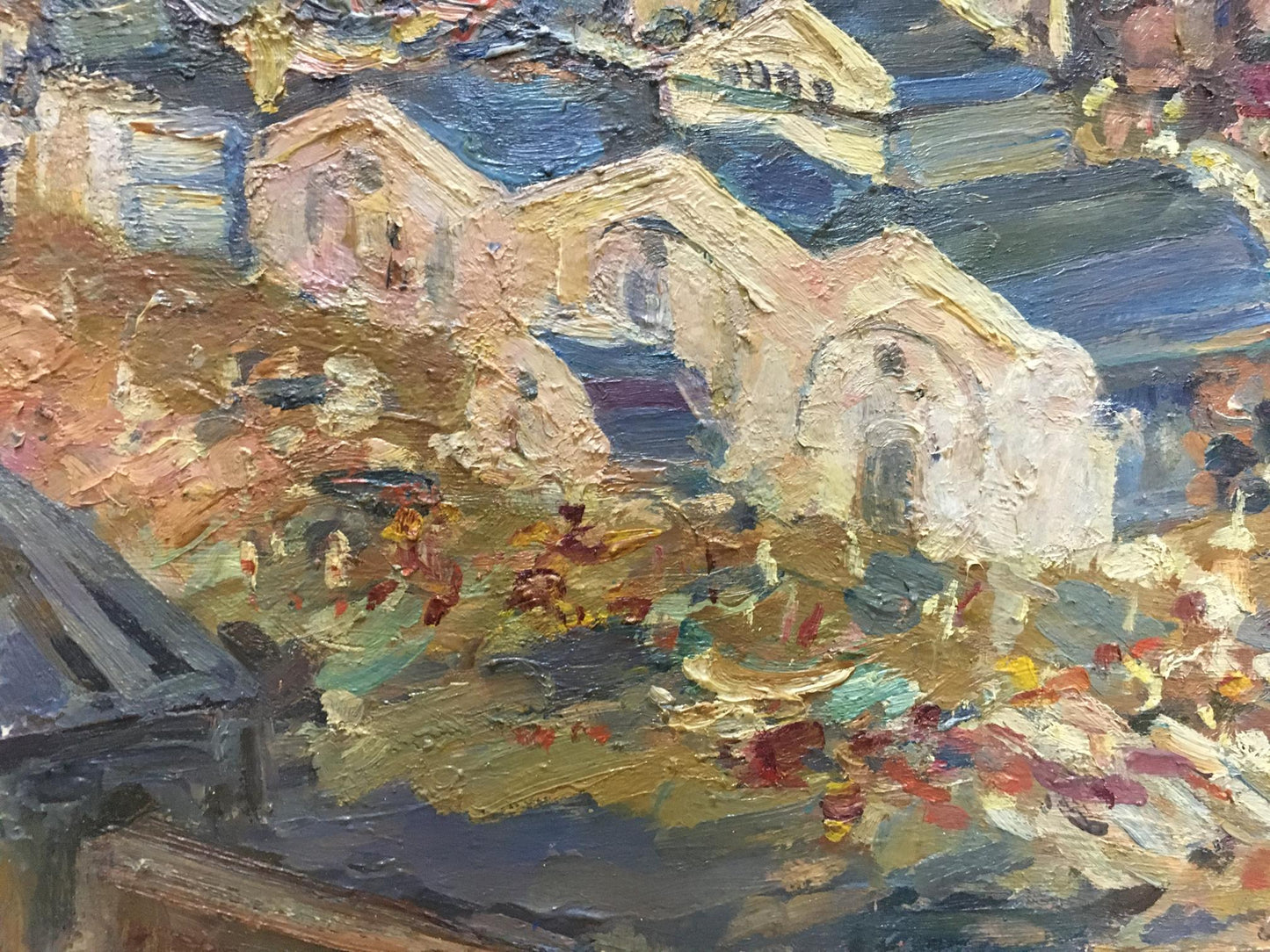Impressionistic oil painting of coastal village by Khodchenko Lev Pavlovich