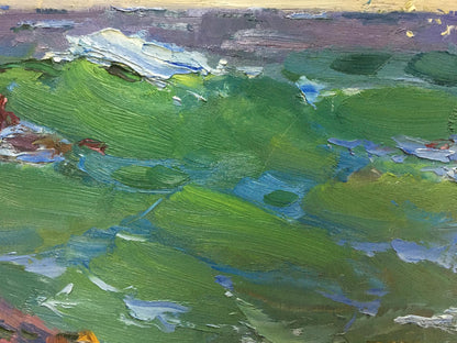 Vibrant green blue textured sea landscape oil painting by Chegodar Vasily Dmitrievich