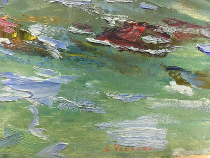 Oil painting Sea by Chegodar Vasily Dmitrievich with bold green blue red strokes