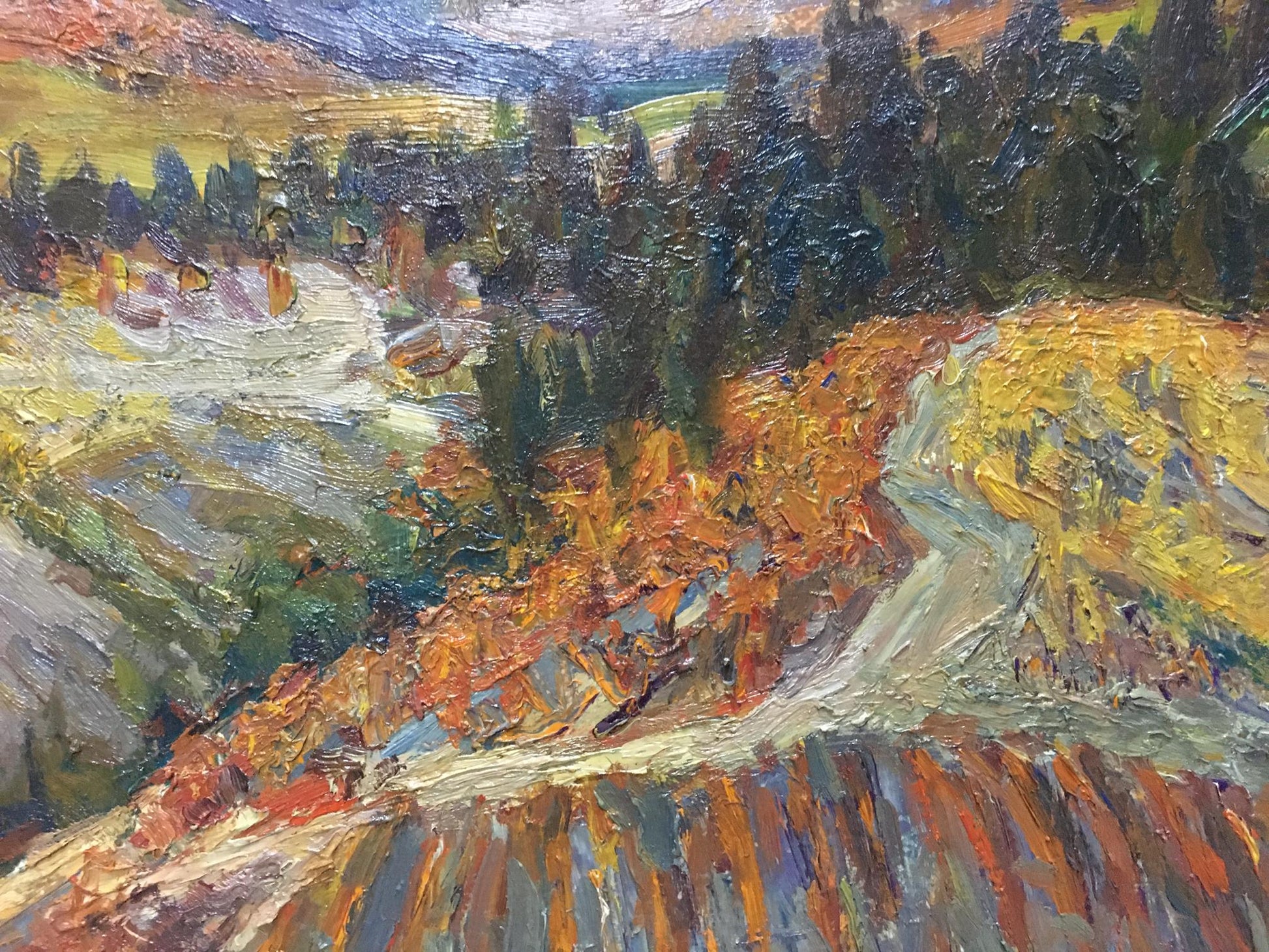 Oil painting Field by Migulko Victor Vasilievich, vibrant autumn impressionist landscape