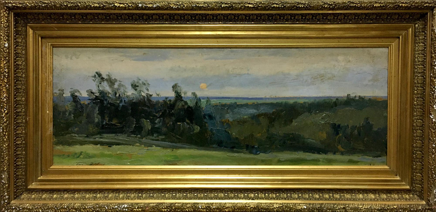 Oil painting Twilight by Boris Nikolaevich Yakovlev, serene countryside scene