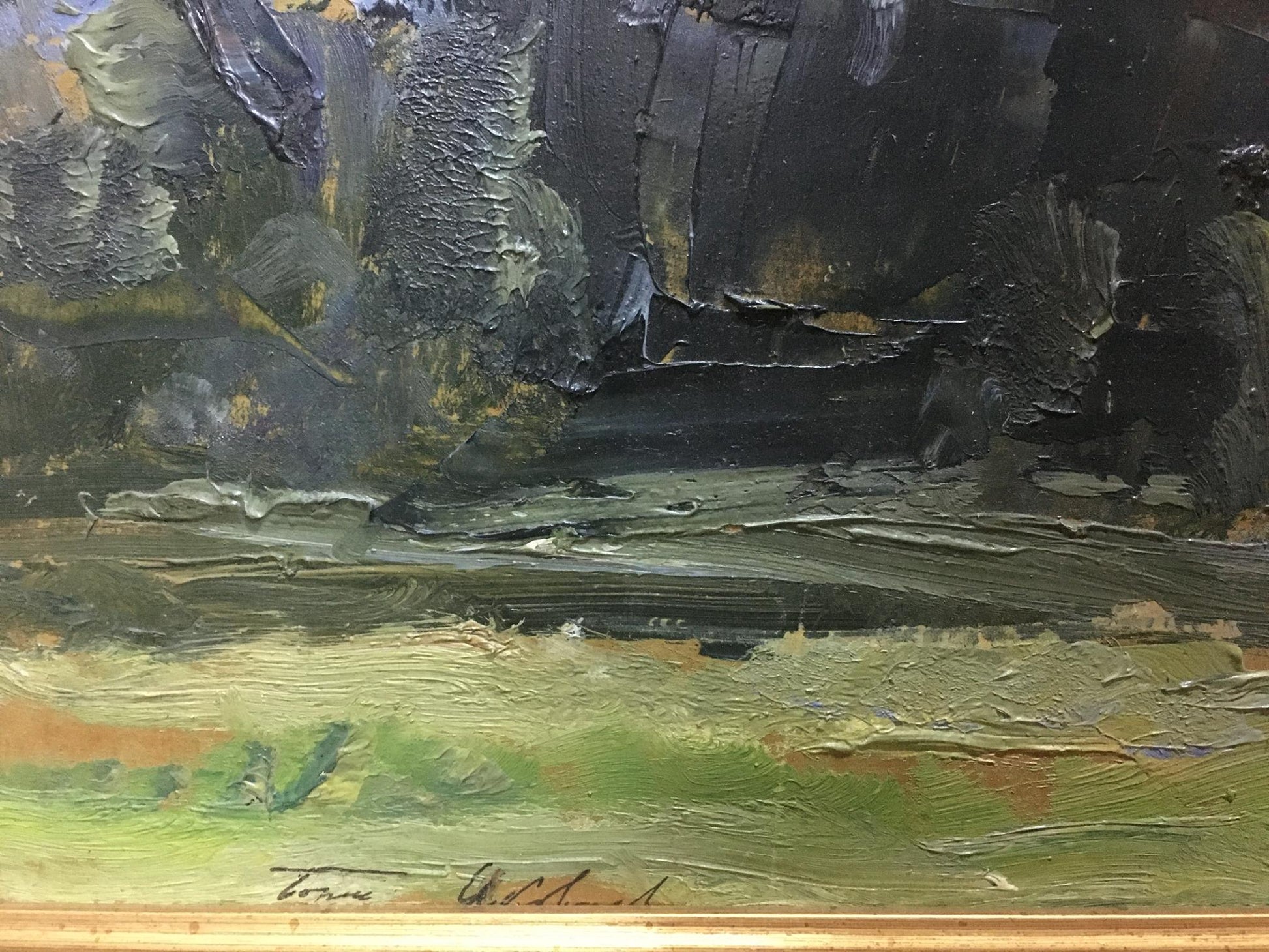 Oil painting Twilight by Boris Nikolaevich Yakovlev in dark greens