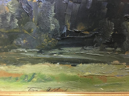 Oil painting Twilight by Boris Nikolaevich Yakovlev in dark greens