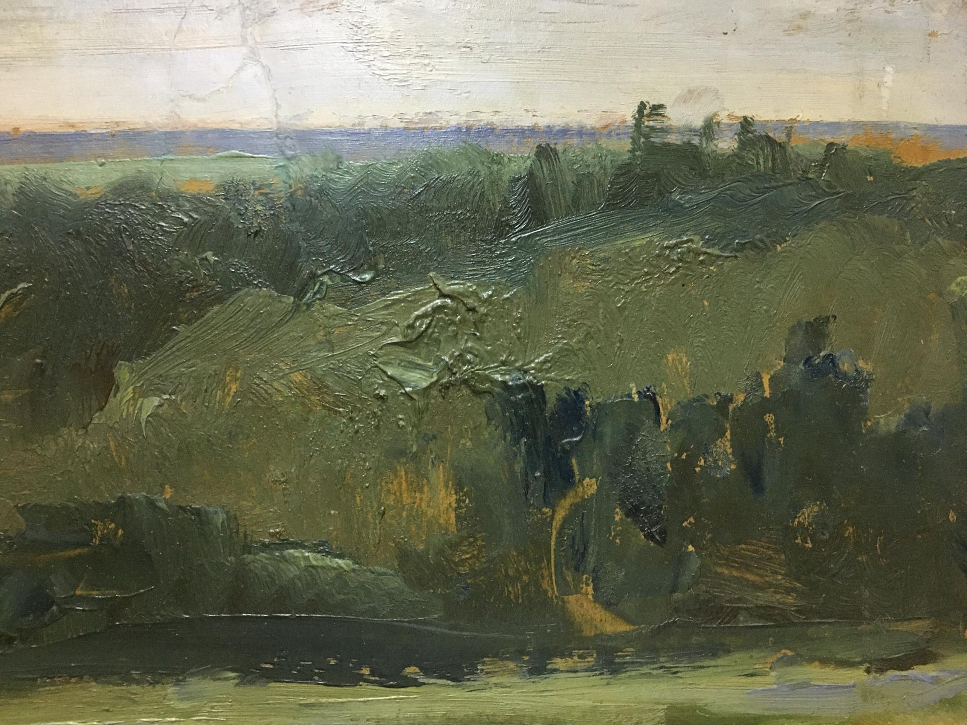 Oil painting Twilight by Boris Nikolaevich Yakovlev impressionistic landscape