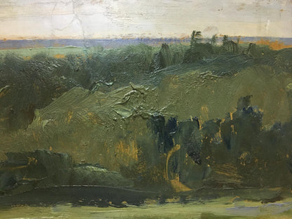 Oil painting Twilight by Boris Nikolaevich Yakovlev impressionistic landscape
