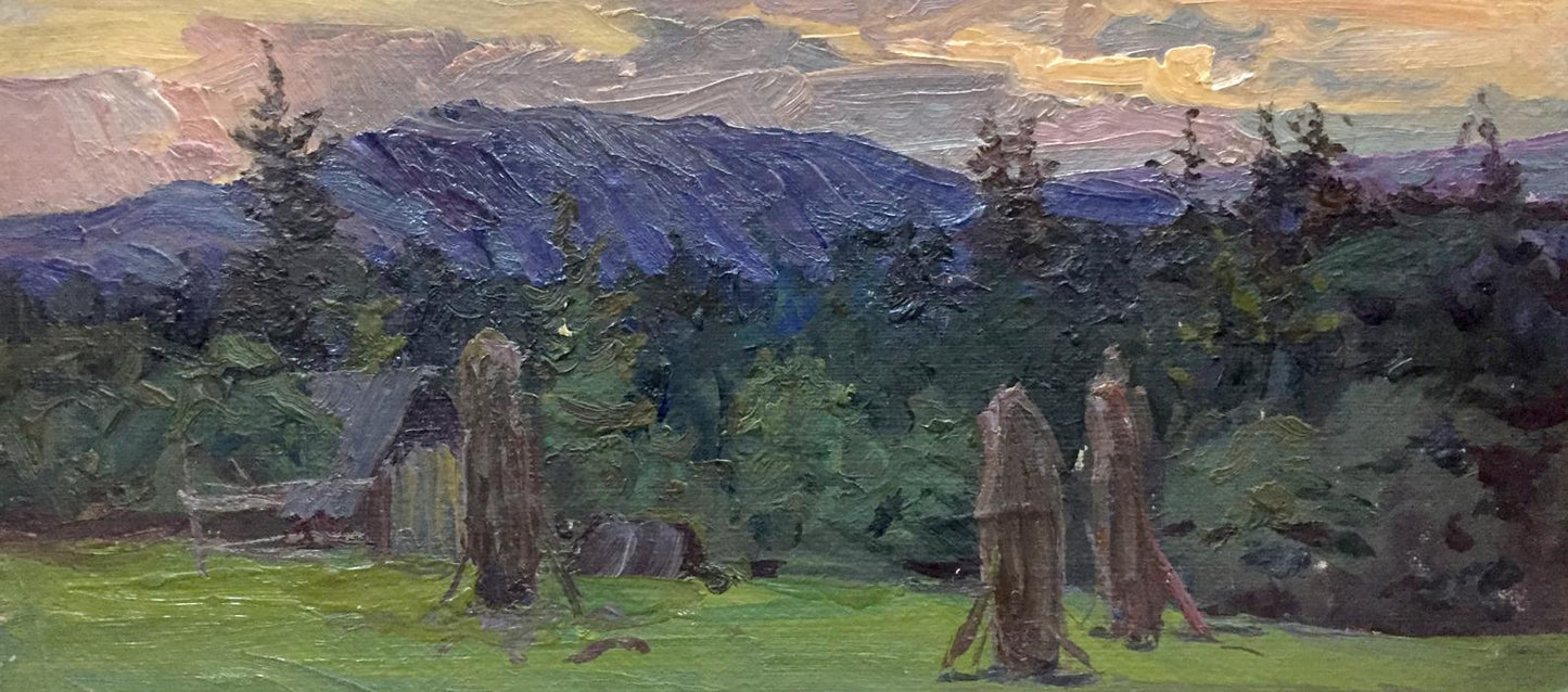 Serene impressionist evening landscape oil painting by Fomin Anatoly Nikiforovich