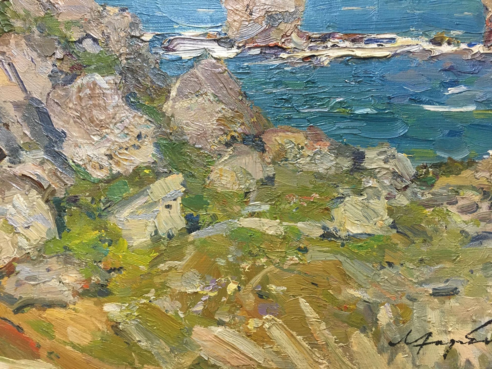 Vibrant impressionist oil painting of Stone coast by Khodchenko Lev Pavlovich