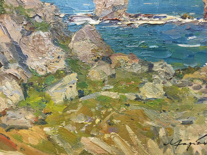 Vibrant impressionist oil painting of Stone coast by Khodchenko Lev Pavlovich
