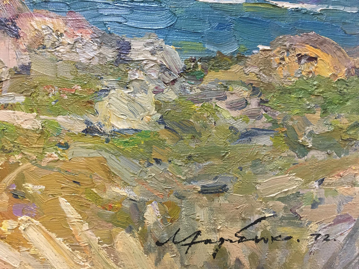 Impasto oil painting of Stone Coast by Khodchenko Lev Pavlovich