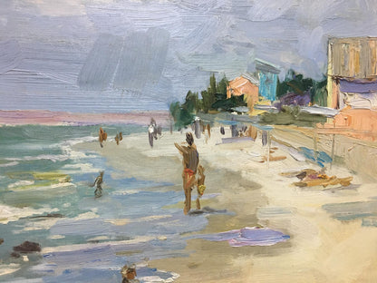 Vibrant impressionist oil painting of beach scene by Dmitriev Alexander Vladimirovich