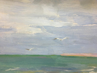 Oil painting of seagulls gliding over sea by Dmitriev Alexander Vladimirovich