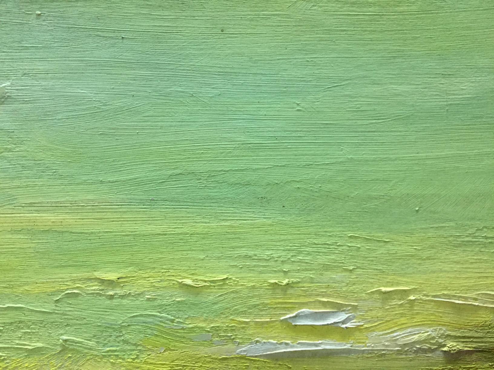 Oil painting of people sunbathing by P. Tkachenko in green-yellow gradient
