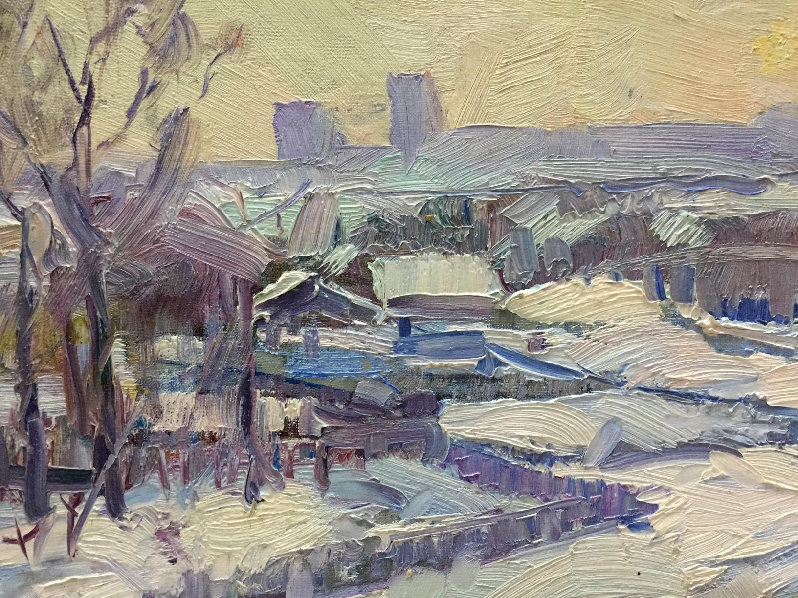 Impressionistic winter landscape by M.y Grigory Semenovich, oil painting