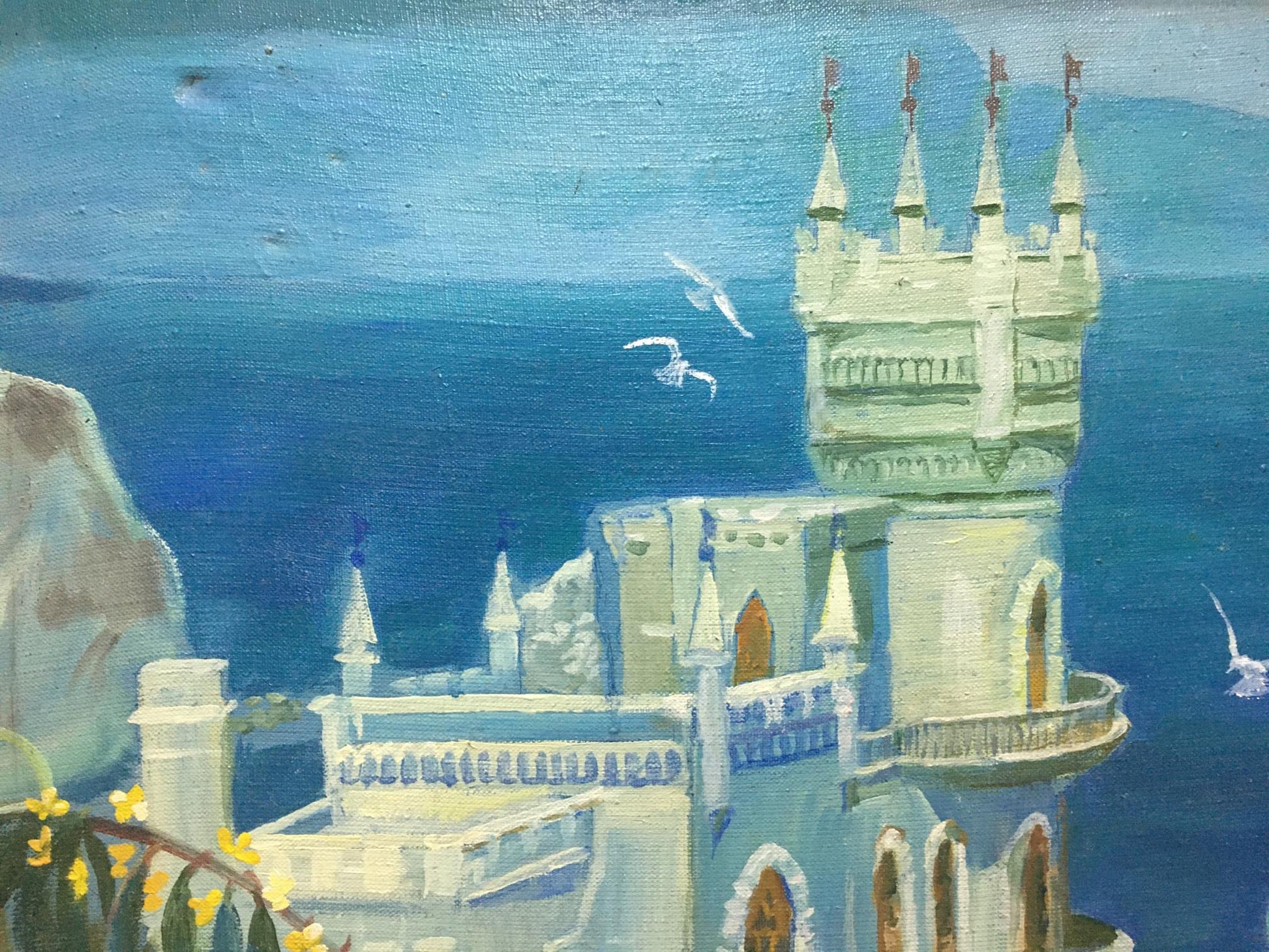 Oil painting C. Zorya by Galina Denisovna: coastal castle by sea
