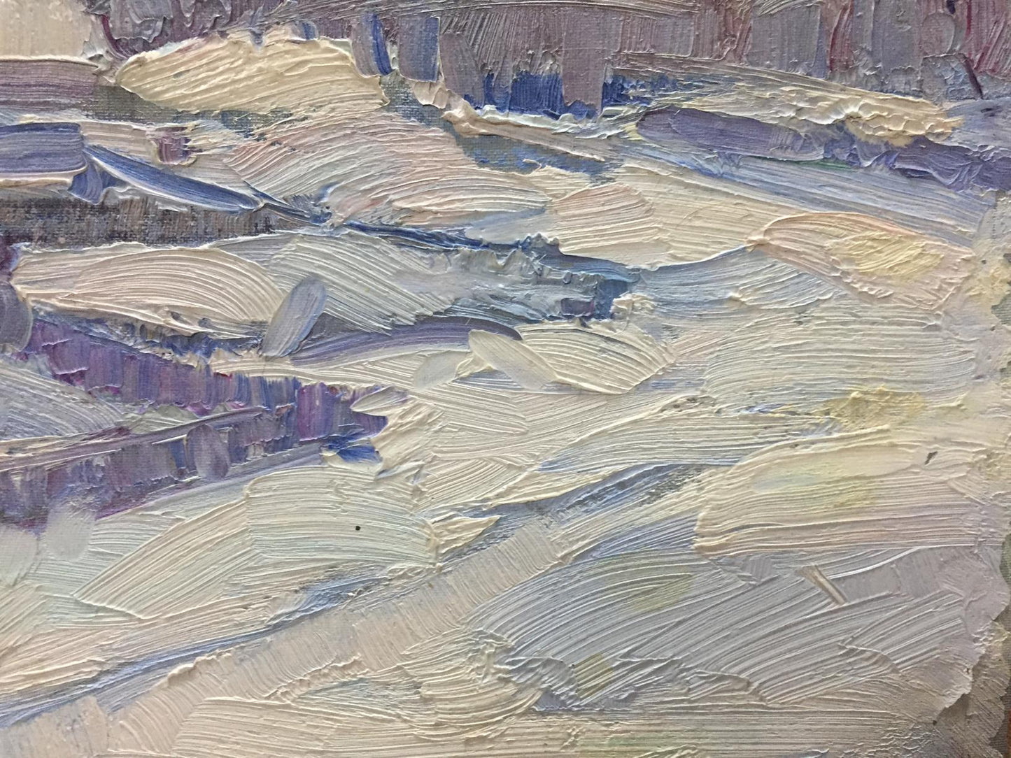 Oil painting On Shuliavka by M.y Grigory Semenovich, impasto blues and grays