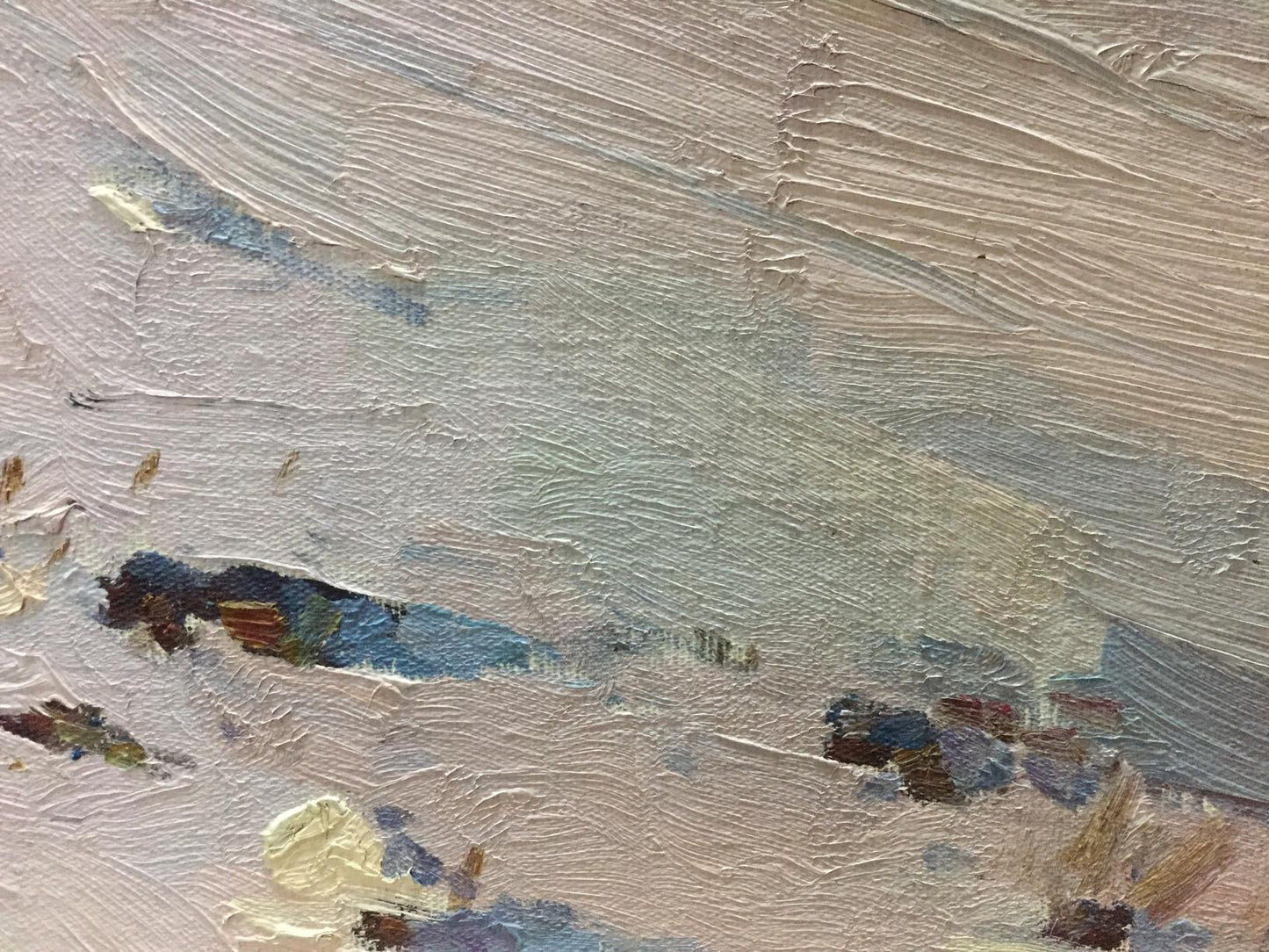 Oil painting Steppe in winter by Potapenko Andrey Ilyich, textured beiges and blues