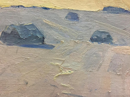 Oil painting Steppe in winter by Potapenko Andrey Ilyich, impasto textured landscape