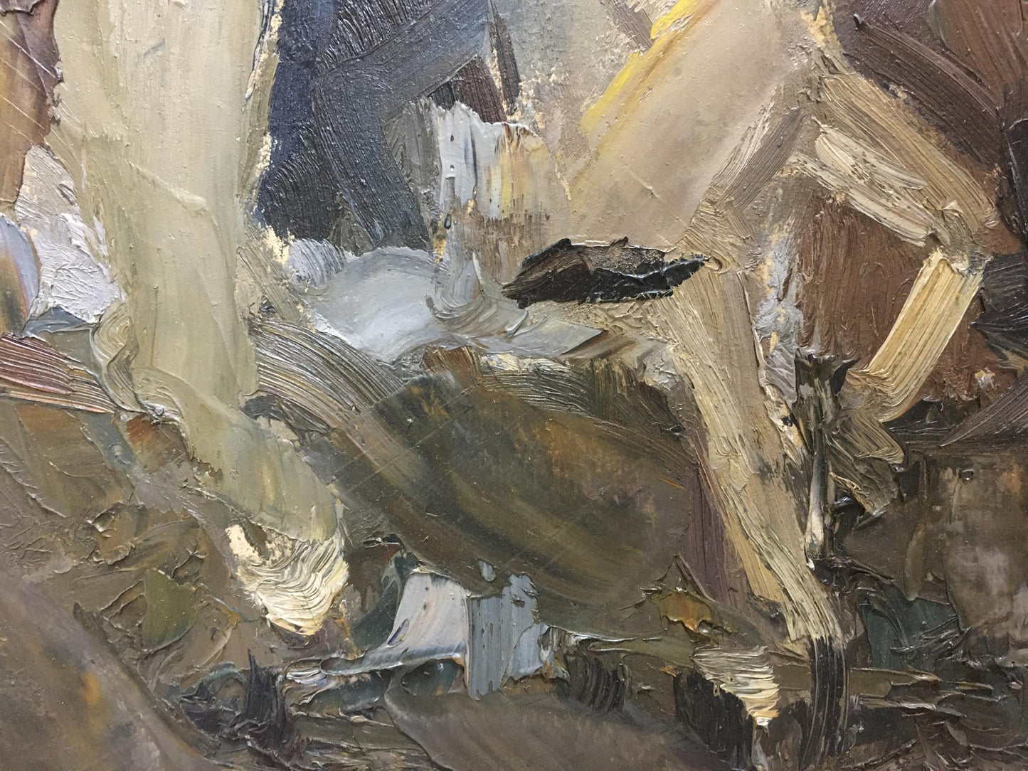 Oil painting Cossacks by Plamenitsky Anatoly Alexandrovich, earthy textured abstract