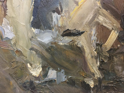 Oil painting Cossacks by Plamenitsky Anatoly Alexandrovich, earthy textured abstract
