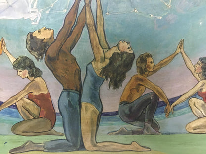 Abstract oil painting by Strelnikov Vladimir Vladimirovich of five women in yoga poses