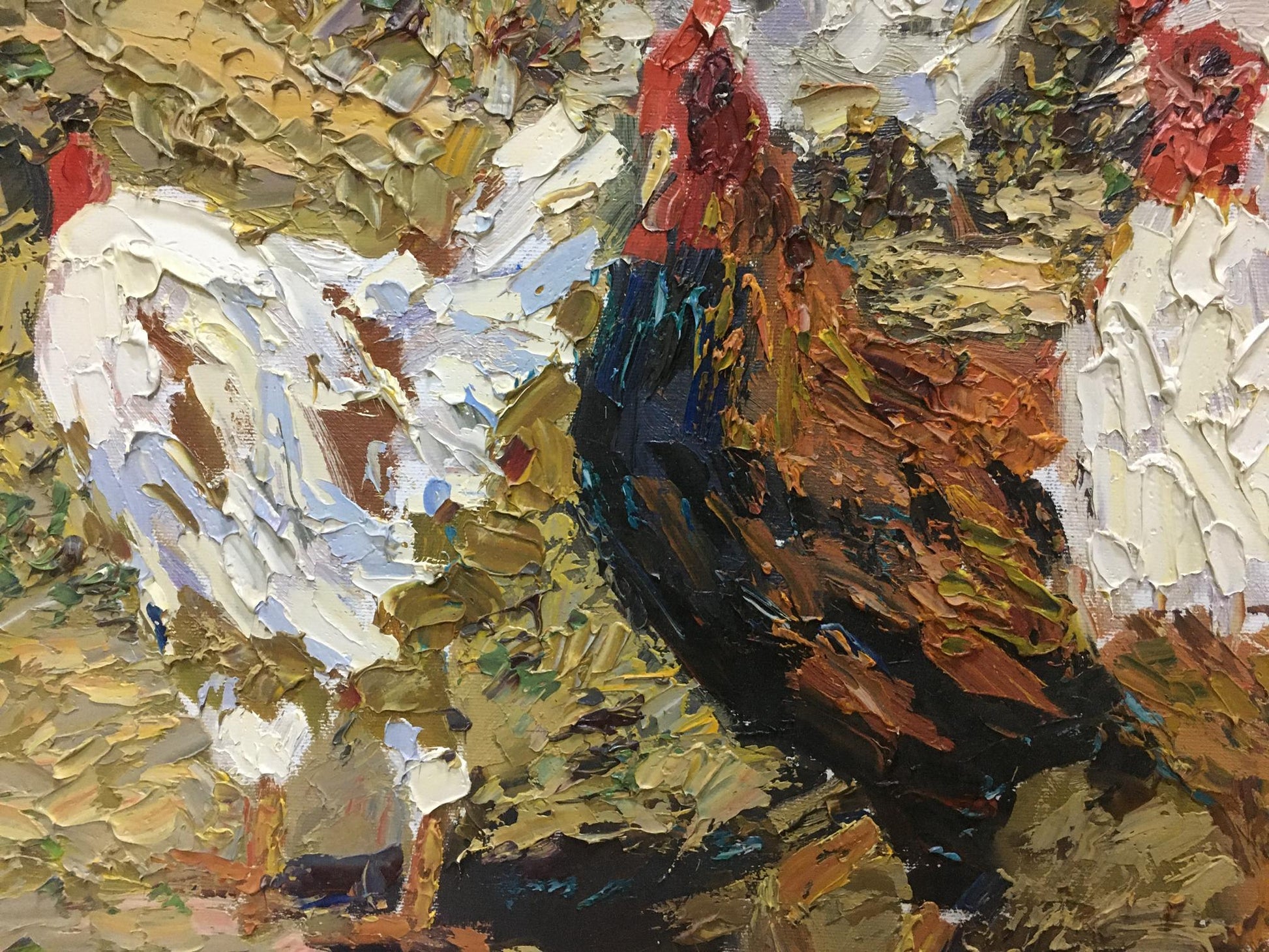 Vibrant oil painting of rooster by Savchenko Yuri Grigorievich
