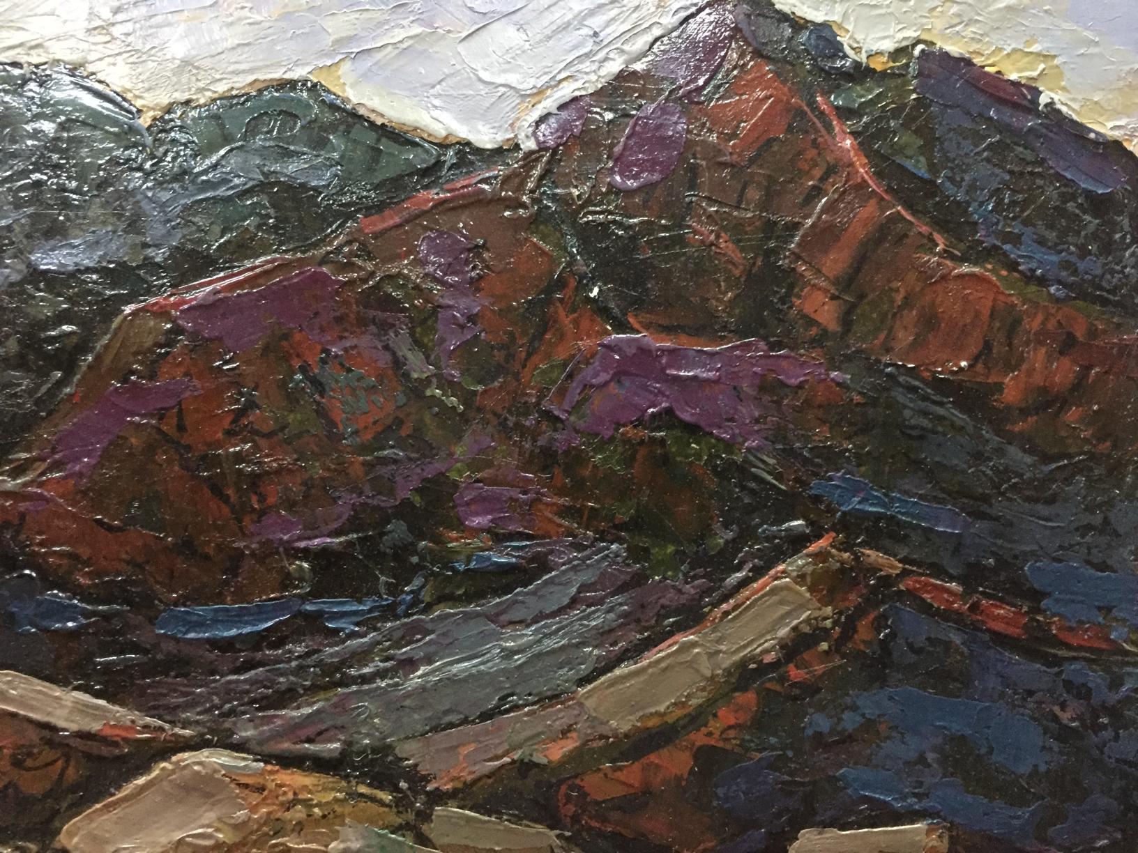 Textured oil painting of Constantinople mountains by Adolf Markovich