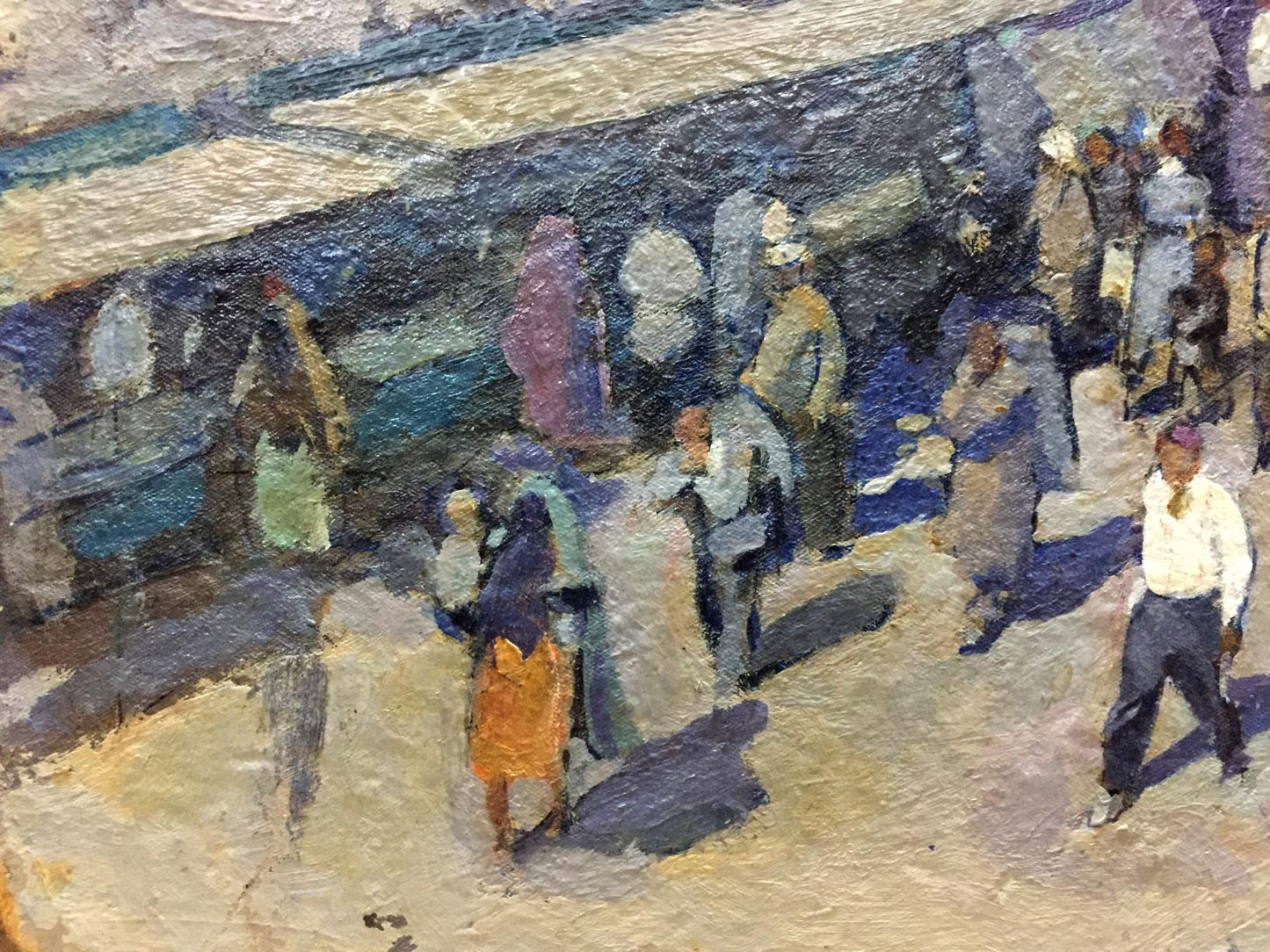 Vibrant impressionist oil painting of bustling market by Yudin Igor Dmitrievich