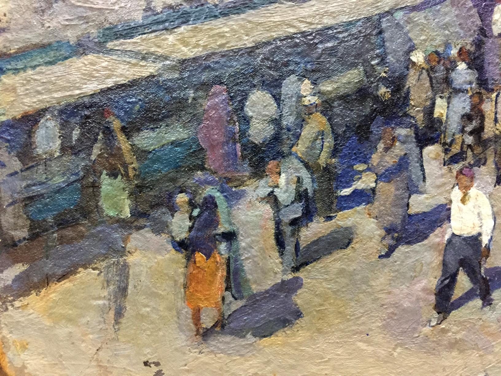 Vibrant impressionist oil painting of bustling market by Yudin Igor Dmitrievich