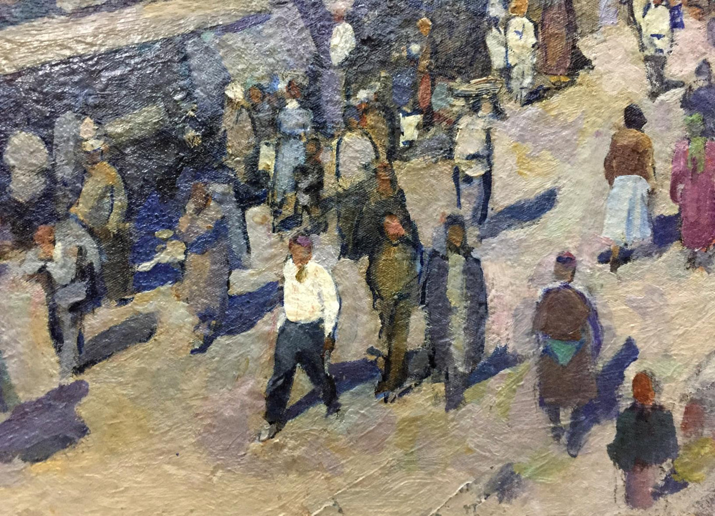 Vibrant impressionistic oil painting of bustling market street by Yudin Igor Dmitrievich