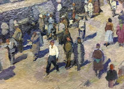 Vibrant impressionistic oil painting of bustling market street by Yudin Igor Dmitrievich
