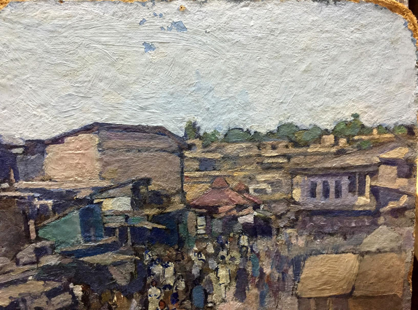 Oil painting Market by Yudin Igor Dmitrievich, bustling village scene