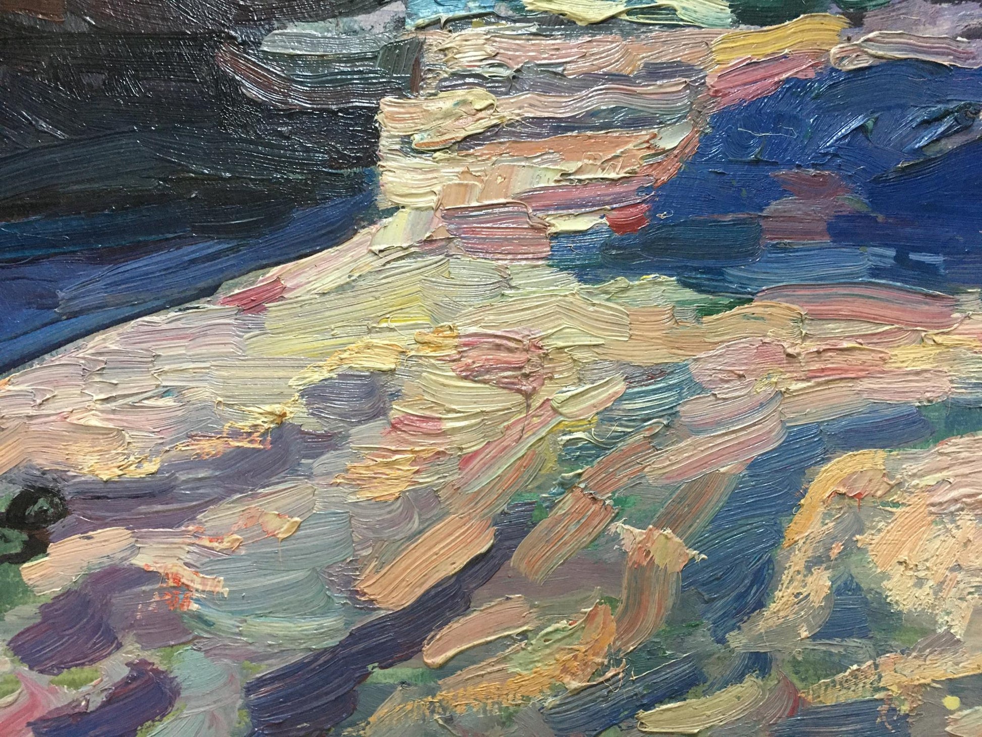 Oil painting Off the Coast by Shadrin S. in blues, purples, pinks, yellows