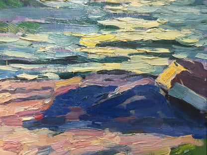 Vibrant impressionist oil painting Off the Coast by Shadrin S. coastal landscape