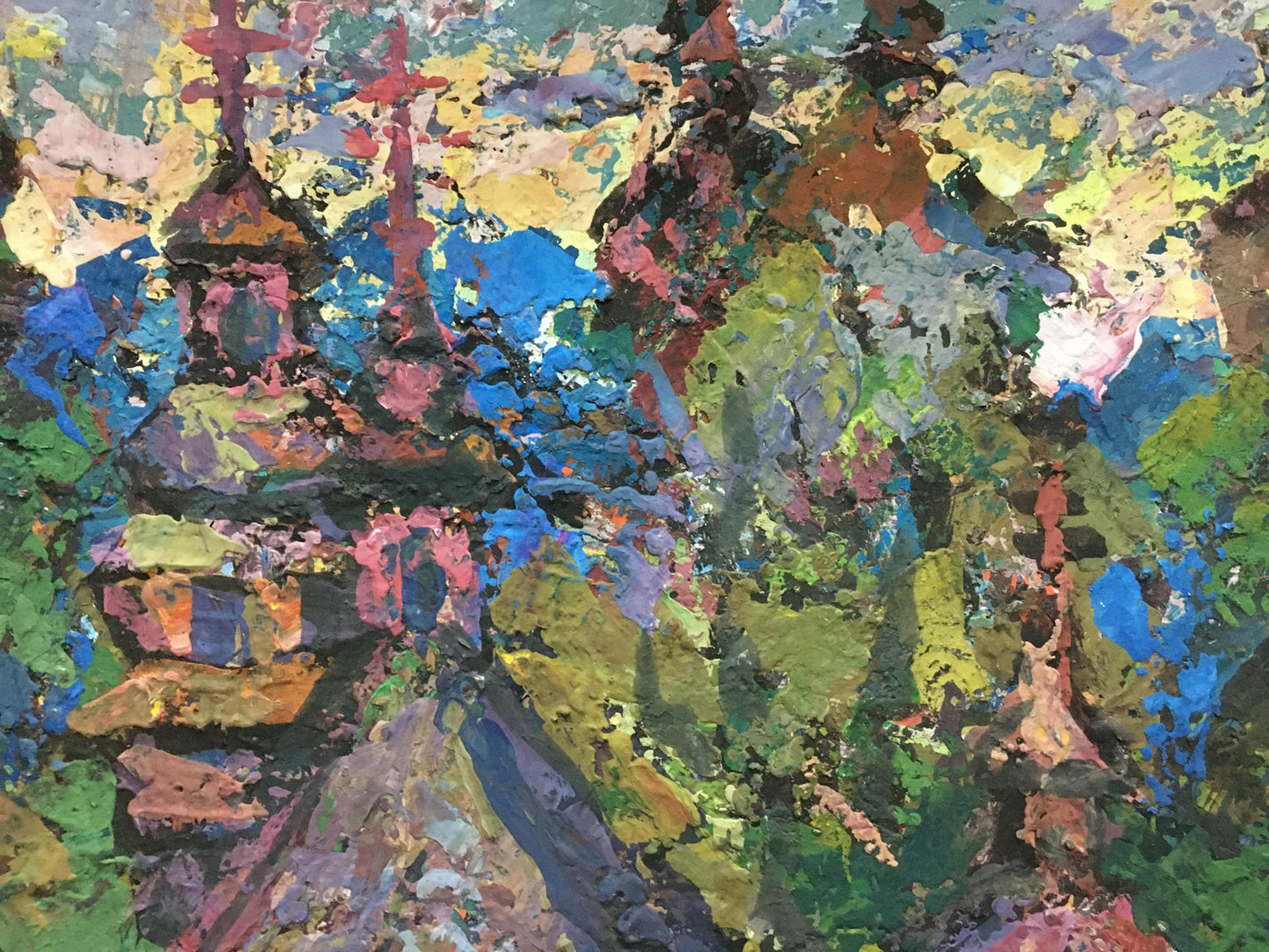 Vibrant oil painting of village landscape by Gerts Yuriy Dmitriyevich