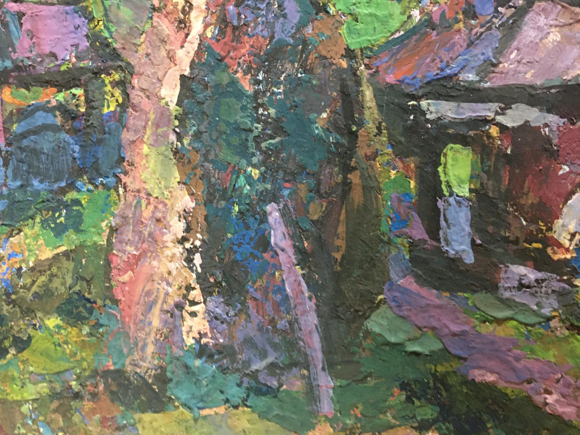 Vibrant oil painting of village landscape by Gerts Yuriy Dmitriyevich