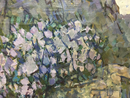 Oil painting Lilac blooms by Denis Korobkov: impressionist field of purple flowers