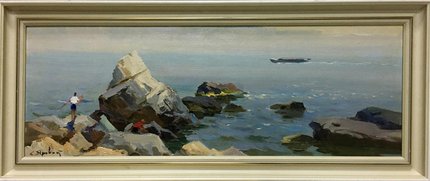 Oil painting of shore landscape by Stepan Kalinovich Yarovoy