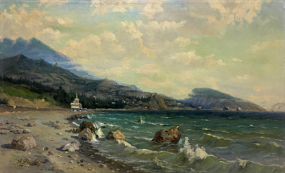 Oil painting by Ferber Victor Alexandrovich: serene coastal landscape